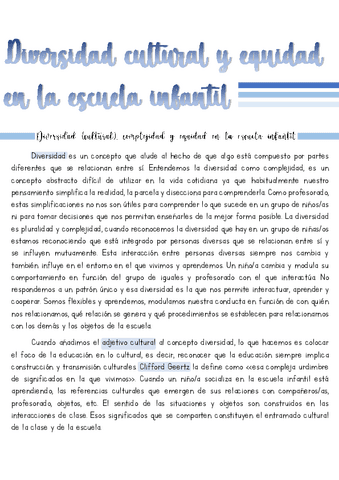 Resumen TEMA 6 Diversidad Cultural y Equidad en la escuela pdf - Thumbnail