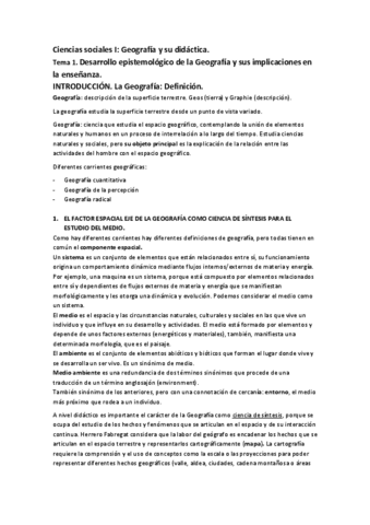 RESUMEN GEOGRAFÍA. TEMA 1. Desarrollo epistemológico de la Geografía y sus implicaciones en la enseñanza.pdf