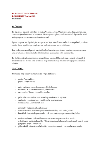 Lazarillo de Tormes - Resumen por partes, análisis.pdf
