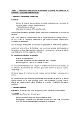 Tema 1 - Definició i objectius de la Farmàcia Galènica en l'àmbit de la farmàcia i funcions del farmacèutic.pdf