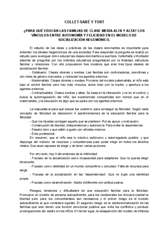 Lecturas: Modulo 1 Collet-Sabé: Para que educan las familias de clase media-alta y media y Escuelas familias y resultados académicos.pdf