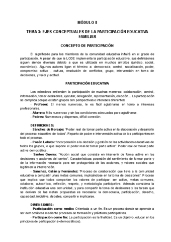 Modulo II: Tema 3 y 4: Ejes conceptuales de la participación educativa de las familias, e intervención con las familias en el ámbito escolar..pdf