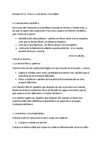 Resumen F.Q - Tema 1: La Materia Y La Medida..pdf