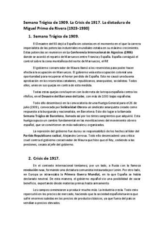 Historia de España. Semana Trágica de 1909.Crisis de 1917. Miguel Primo de Rivera..pdf