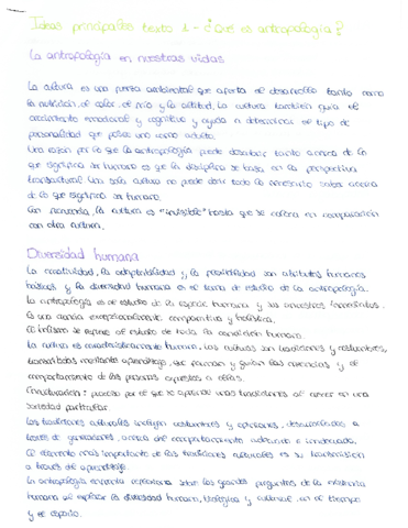 Ideas principales texto - Qué es la antropología.pdf