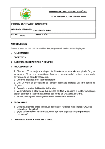 Práctica 14 - Filtración clarificante.pdf
