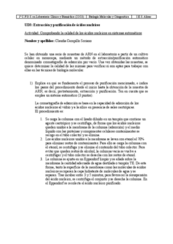 Actividad calidad de los AN | U3 - Extracción y purificación de ácidos nucleicos.pdf