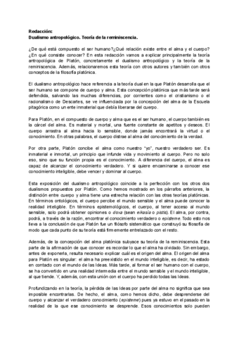PLATÓN RedaccionDualismo-antropologico.-Teoria-de-la-reminiscencia..pdf