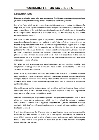 Worksheet 1 Gramatica Pdf