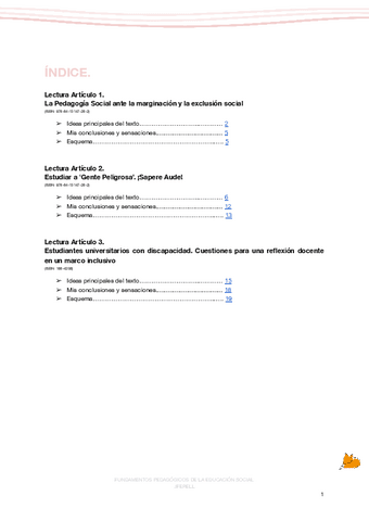 EB - ARTÍCULOS/LECTURAS: ideas principales, conclusiones y esquema (pedagogía ante la marginación, gente peligrosa y estudiantes universitarios con discapacidad).pdf