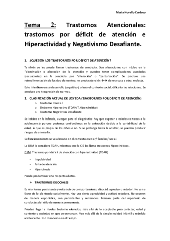 Tema 2 - Trastornos Atencionales trastornos por déficit de atención e Hiperactividad y Negativismo Desafiante..pdf