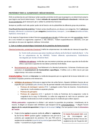 PROTEÒMICA TEMA 11 - CLASSIFICACIÓ I ANÀLISI FUNCIONAL.pdf