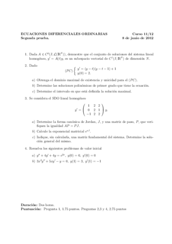 Colección de exámenes (algunos resueltos). Ecuaciones diferenciales ordinarias.pdf
