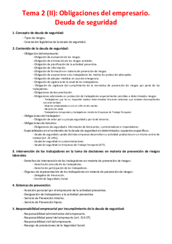 Tema 2 (II) - Obligaciones del empresario. Deuda de seguridad.pdf