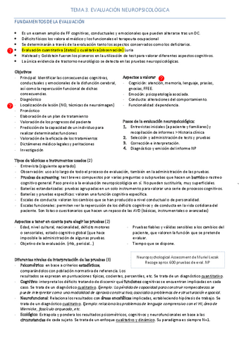 Resumen Tema 3 - Evaluación Neuropsicológica.pdf