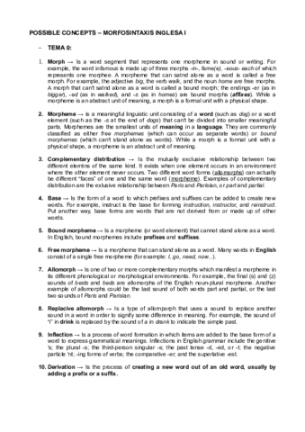 POSSIBLE DEFINITIONS - MORFOSINTAXIS INGLESA I.pdf