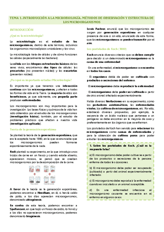 Tema 1 microbiología, Introducción a la Microbiología. Métodos de observación y estructura de los microorganismos.pdf