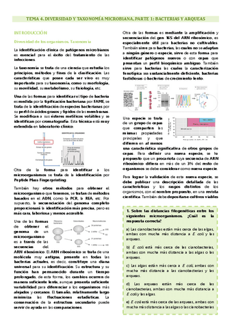 Tema 4 microbiología, Diversidad y taxonomía microbiana, parte 1: bacterias y arqueas.pdf