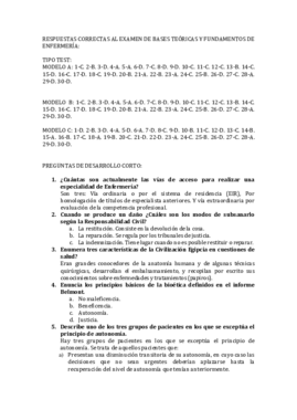 RESPUESTAS CORRECTAS AL EXAMEN DE BASES TEORICAS Y FUNDAMENTOS DE ENFERMERIA.pdf