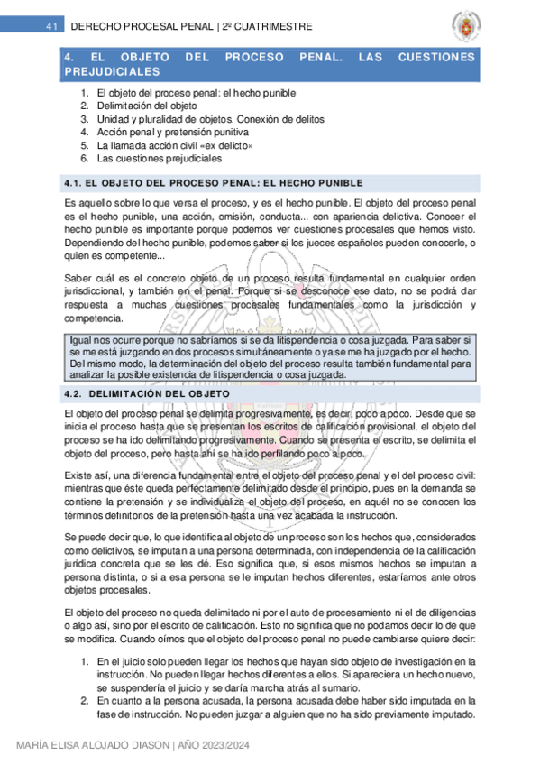 Miniatura del documento 4. EL OBJETO DEL PROCESO PENAL. LAS CUESTIONES PREJUDICIALES.pdf