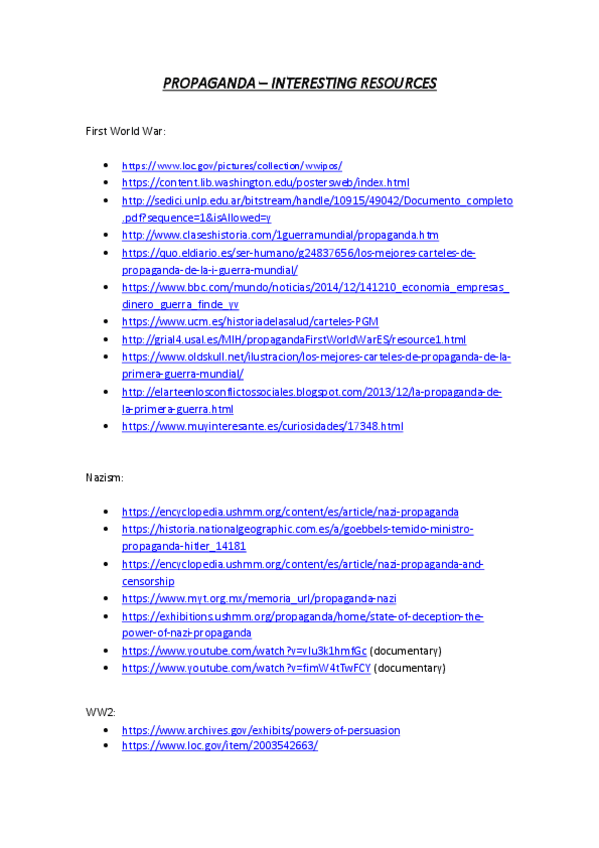 Miniatura del documento LINKS ÚTILES para PROPAGANDA de la I y II GUERRA MUNDIAL y los NAZIS.pdf
