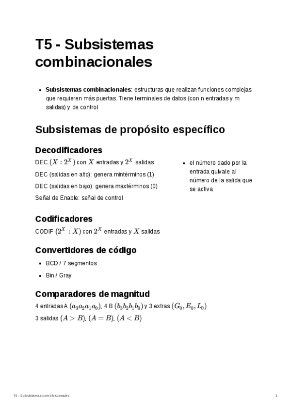 Miniatura del documento T5 - Subsistemas combinacionales.pdf