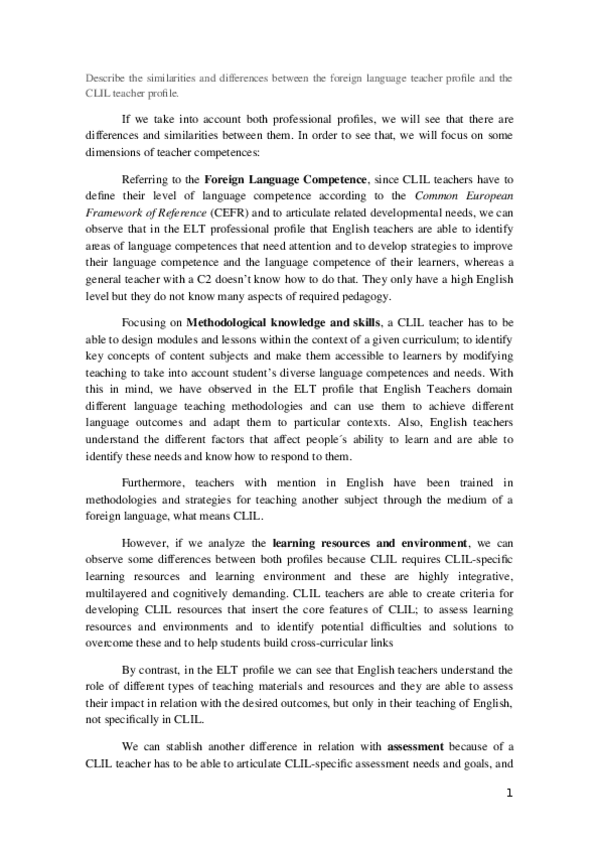 Miniatura del documento Describe the similarities and differences between the foreign language teacher profile and the CLIL teacher profile.docx