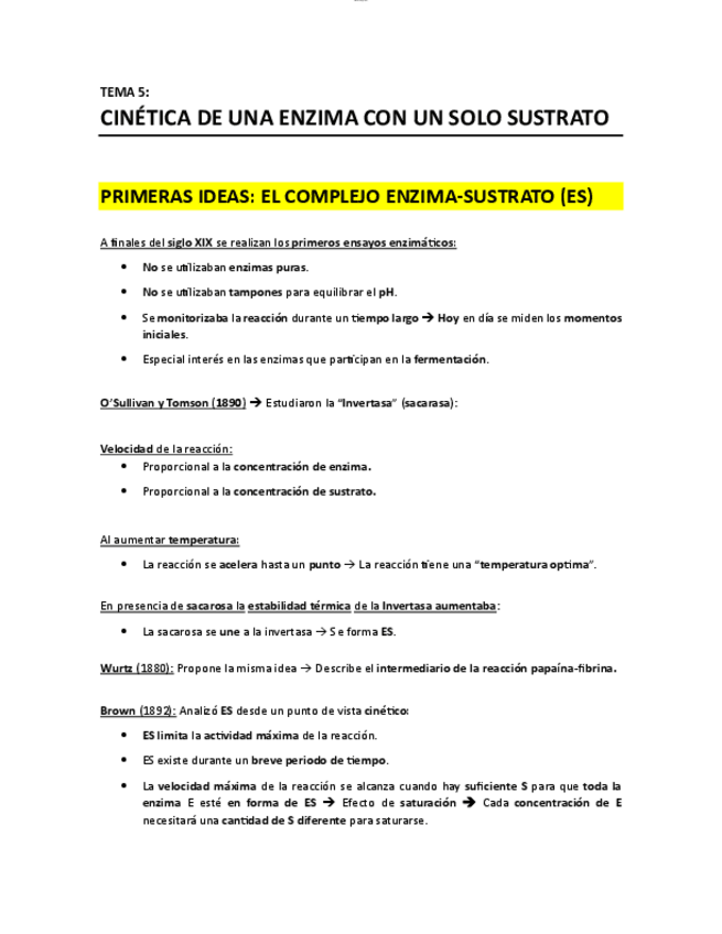Miniatura del documento T5 - Cinetica de una enzima con un solo sustrato.pdf