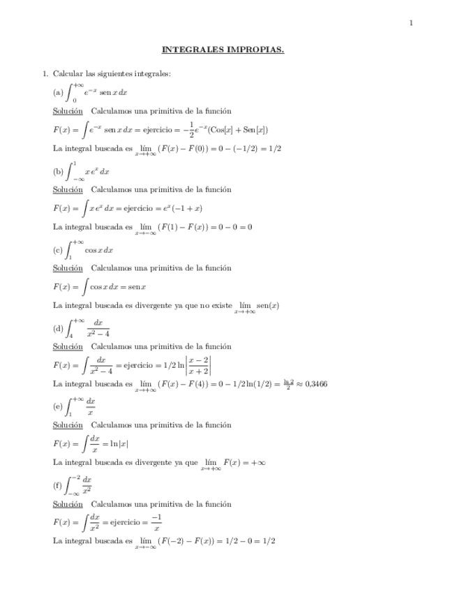 Miniatura del documento Integrales Impropias (problemas resueltos).pdf