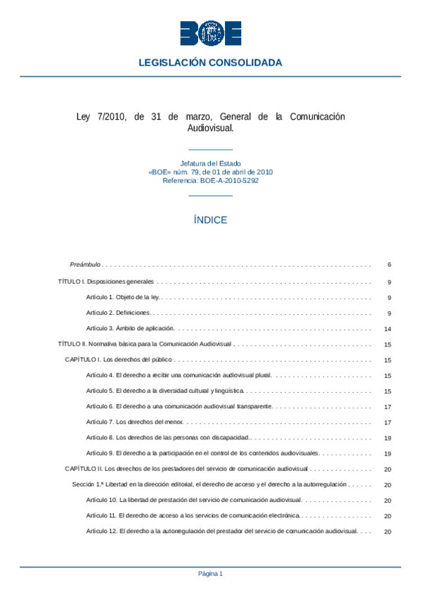 Miniatura del documento Ley 7/2010, de 31 de marzo, General de la Comunicación Audiovisual.pdf