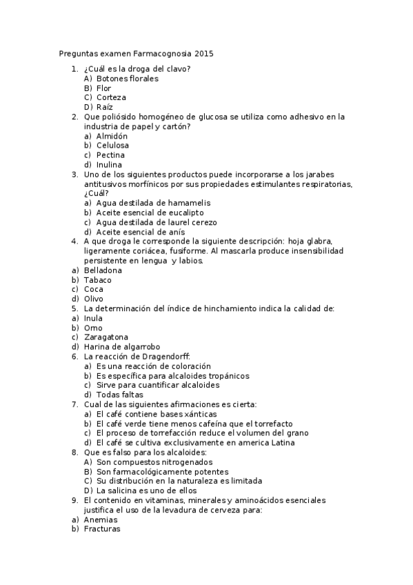 Miniatura del documento Preguntas farmacognosia 2015 20 de 90.docx