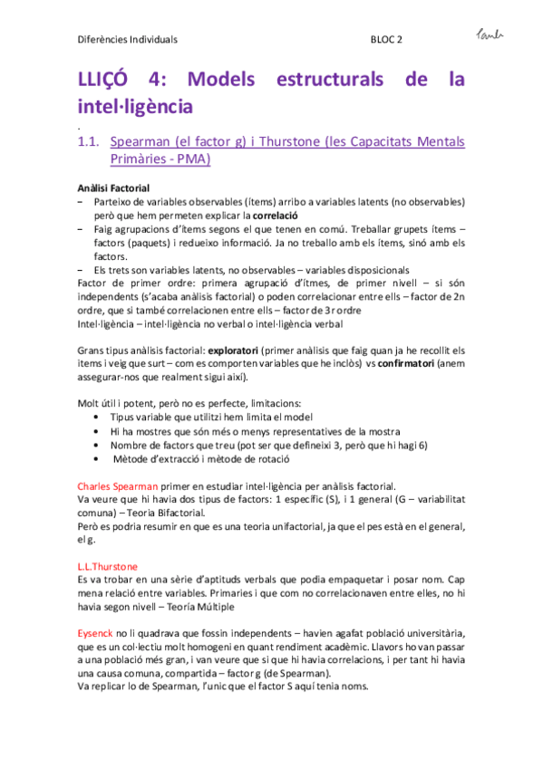 Miniatura del documento DDII - LLIÇÓ 4. Models estructurals de la intel·ligència (Psicologia UB 1r).pdf