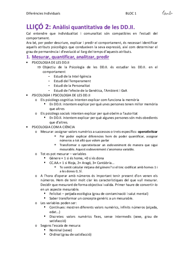 Miniatura del documento DDII - LLIÇÓ 2. Anàlisi quantitativa de les DD.II (Psicologia UB 1r).pdf