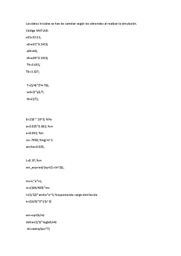 Miniatura del documento MATLAB Práctica 1. Viga en voladizo en vibración libre.pdf