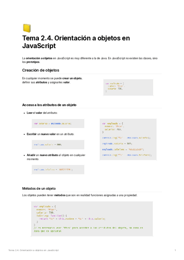 Miniatura del documento Apuntes - Tema 2.4. Orientación a objetos en JavaScript.pdf