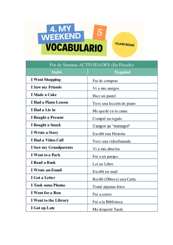 Miniatura del documento INGLÉS █ Vocabulario Open Up 5 Unit 4 █- ♦ UNIT-4My-Weekend ♦.pdf