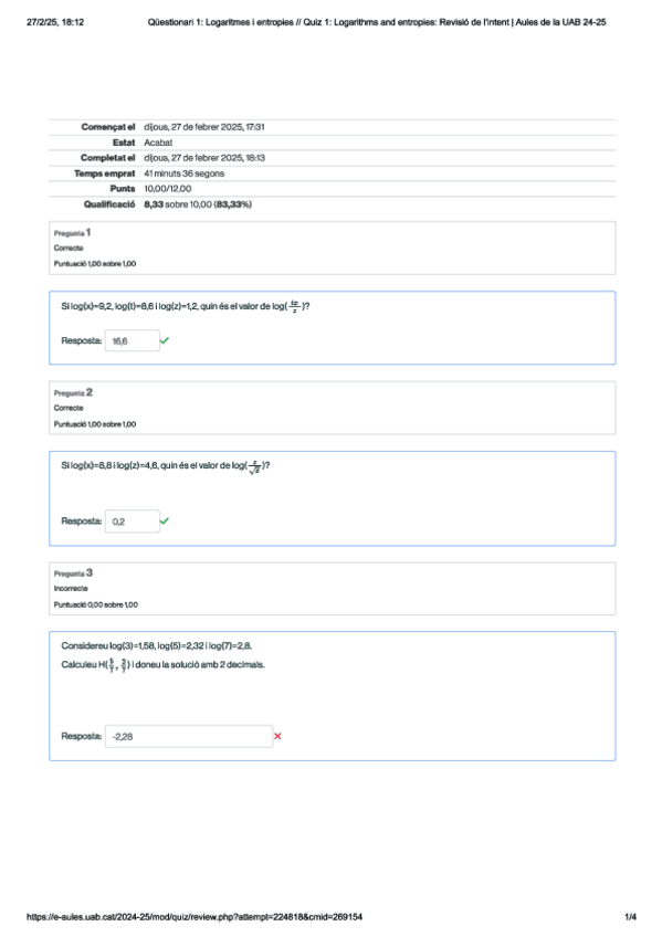 Miniatura del documento Questionari1LogaritmesientropiesQuiz1Logarithmsandentropies.pdf
