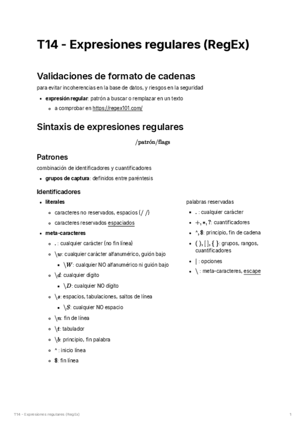 Miniatura del documento T14 - Expresiones regulares (RegEx).pdf