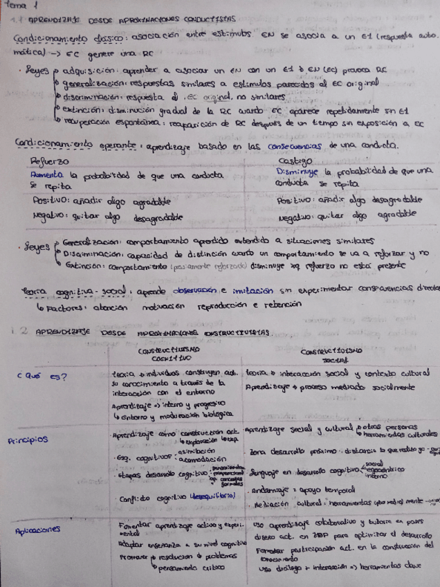 Miniatura del documento Esquema tema 1. Aprendizaje conductista y constructivista.pdf