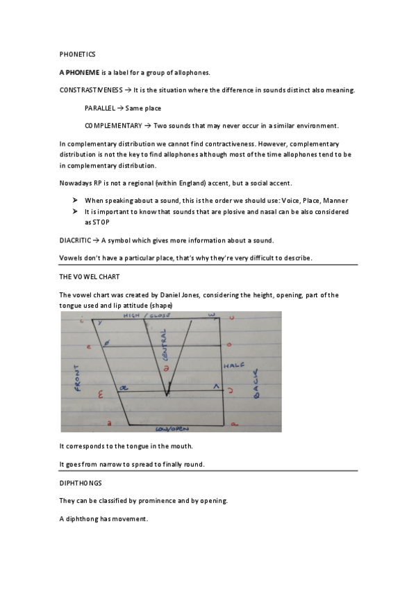 Miniatura del documento Phonetics 2018 - Complementary notes taken in class.pdf