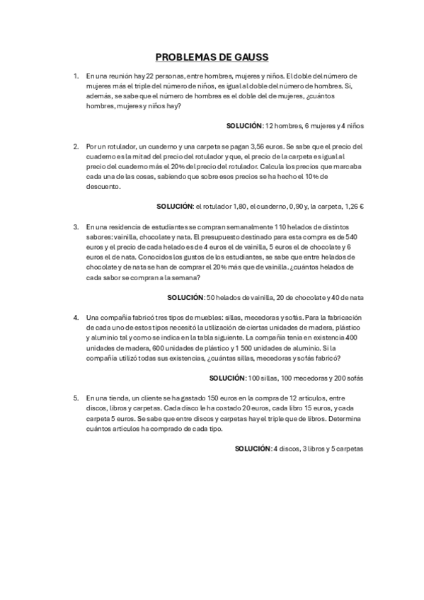 Miniatura del documento 1ºBACH_Matemáticas I - Problemas de Gauss con solución.pdf
