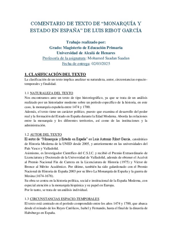 Miniatura del documento Monarquia-y-Estado-en-Espana-Comentario-de-Texto.pdf