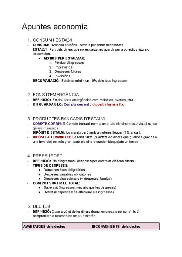 Miniatura del documento Apuntes economia: consum i estalvi, fons d'emergència....pdf