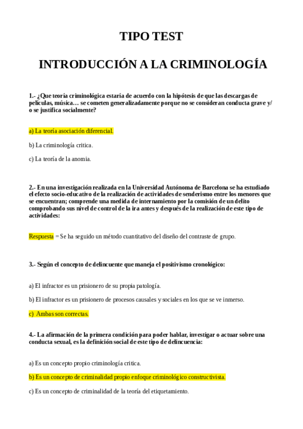 Miniatura del documento Tipo Test Introducción a la Criminología.pdf