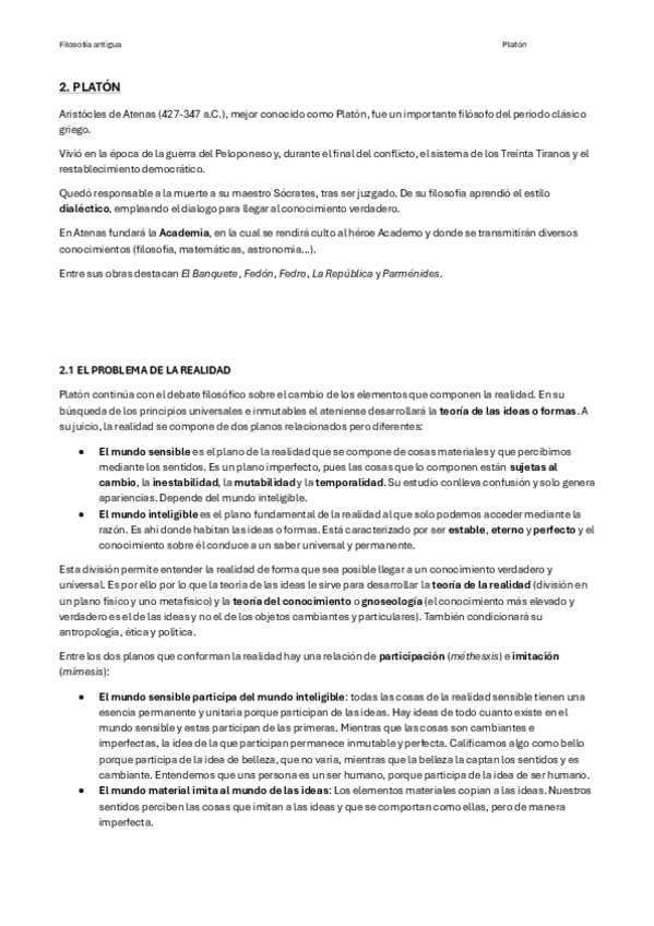Miniatura del documento 2ºBACH_Historia de la Filosofía - 2. Platón.pdf