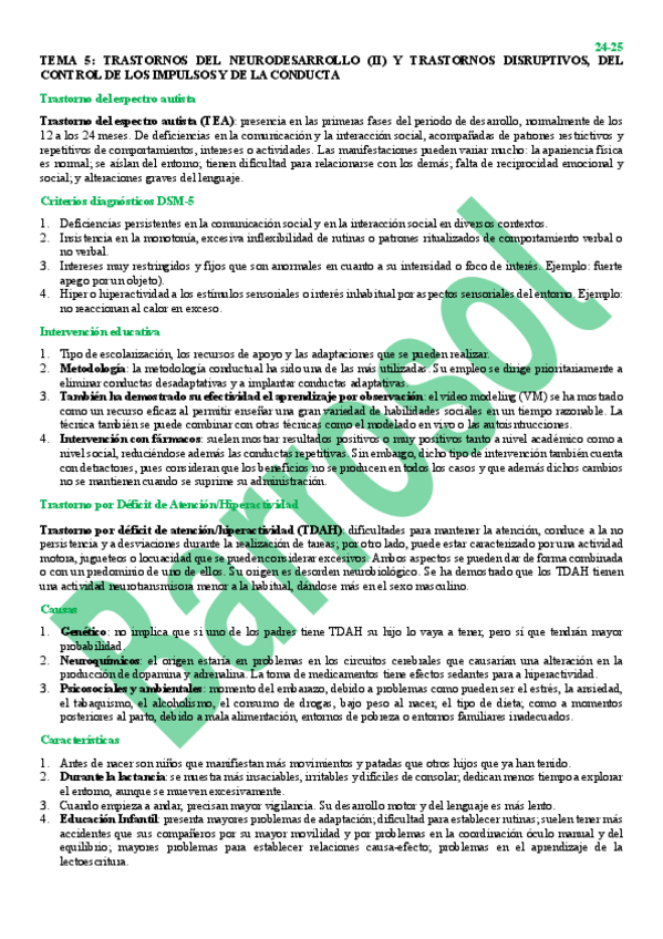 Miniatura del documento TEMA 5 TRASTORNOS DEL NEURODESARROLLO (II) Y TRASTORNOS DISRUPTIVOS, DEL CONTROL DE LOS IMPULSOS Y DE LA CONDUCTA ESQUEMA.pdf