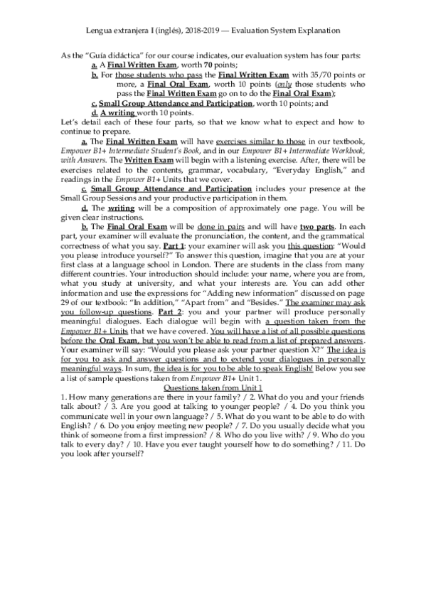Miniatura del documento Lengua extranjera I (inglés) Evaluation System Explanation 2018-19.docx