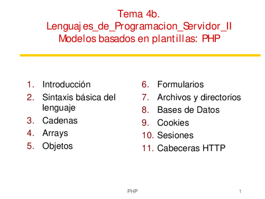 Miniatura del documento Tema 5 - Lenguaje de programación Servidor 3 (PHP).pdf