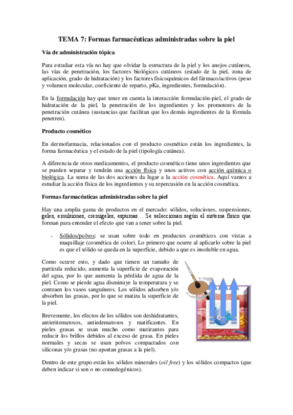 Miniatura del documento TEMA 7. Formas farmacéuticas aplicadas sobre la piel.pdf