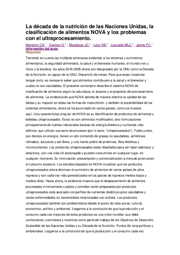 Miniatura del documento The UN Decade of Nutrition- the NOVA food classiﬁcation and the trouble with ultra-processing.pdf